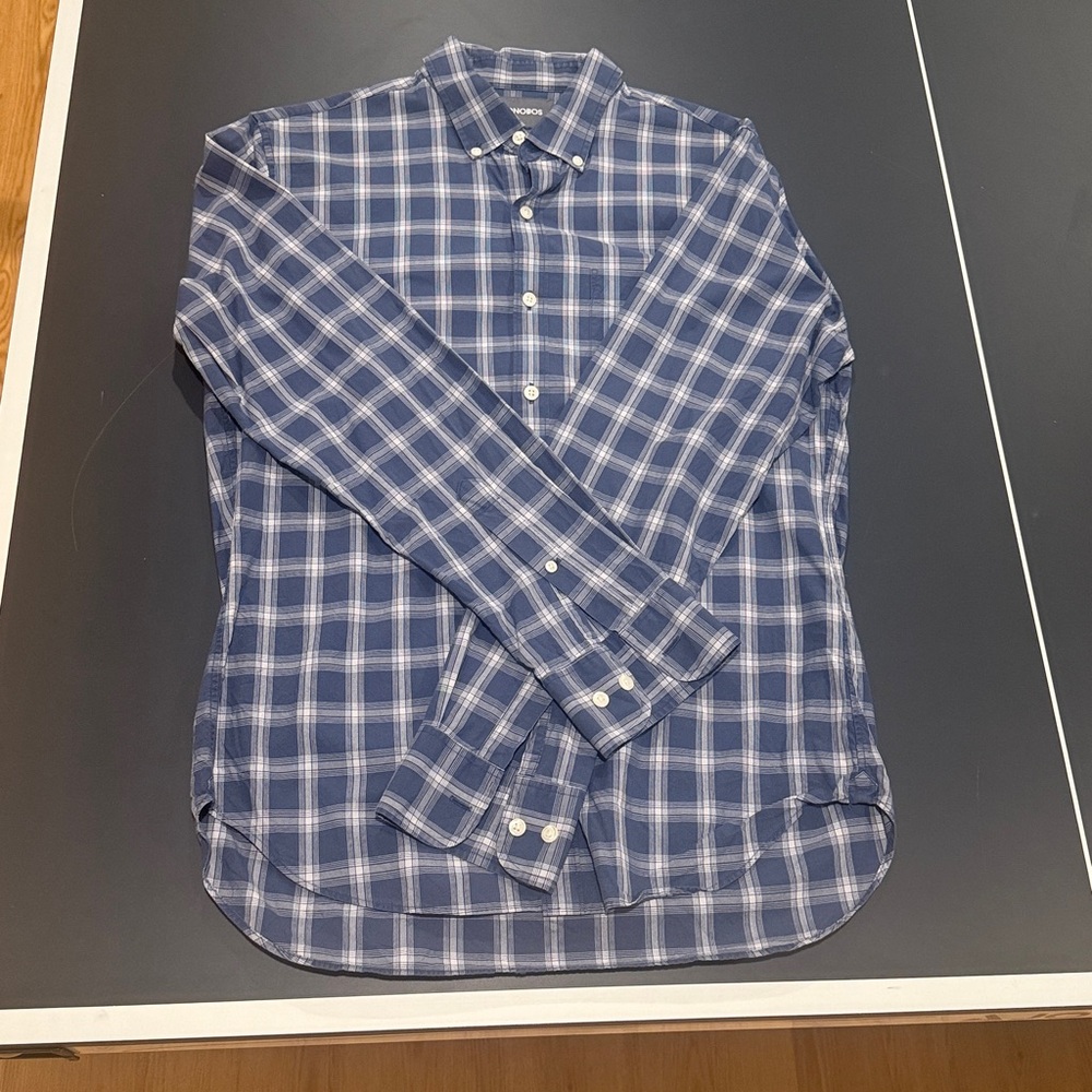 Bonobos Navy and White Checkered Shirt